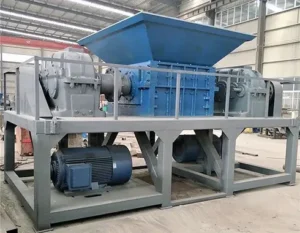 Customized blue double shaft shredder designed for high-capacity plastic processing.