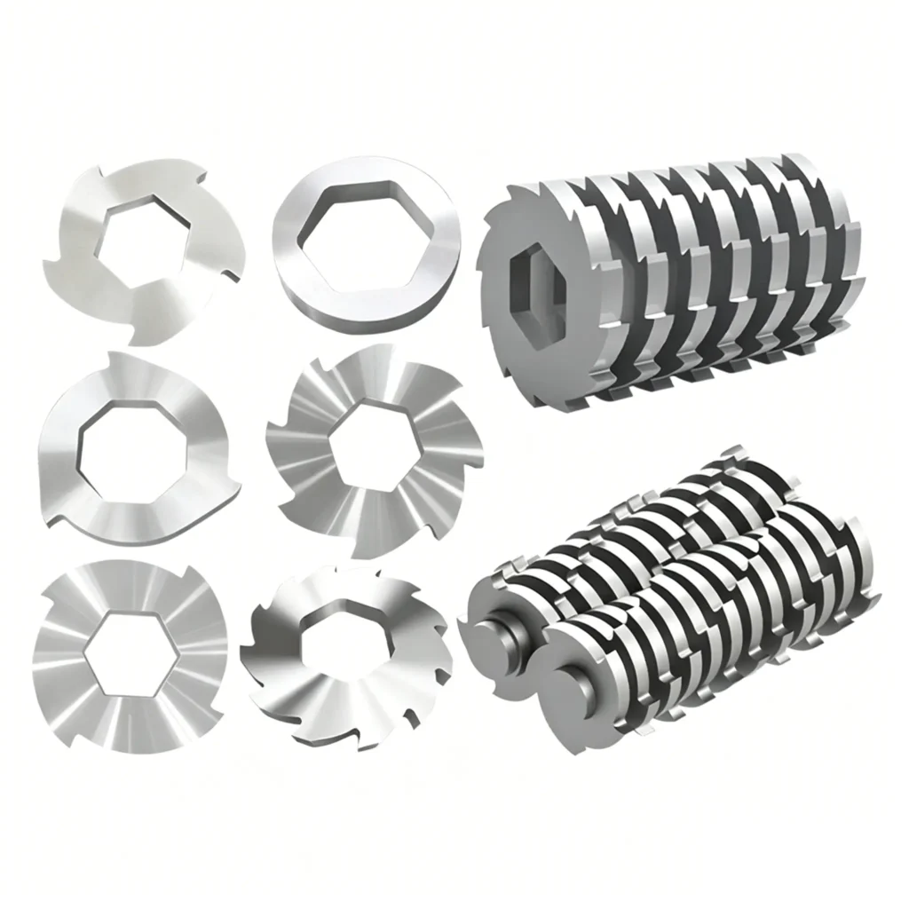 Customizable double shaft shredder blades, durable wear parts for shredding different materials