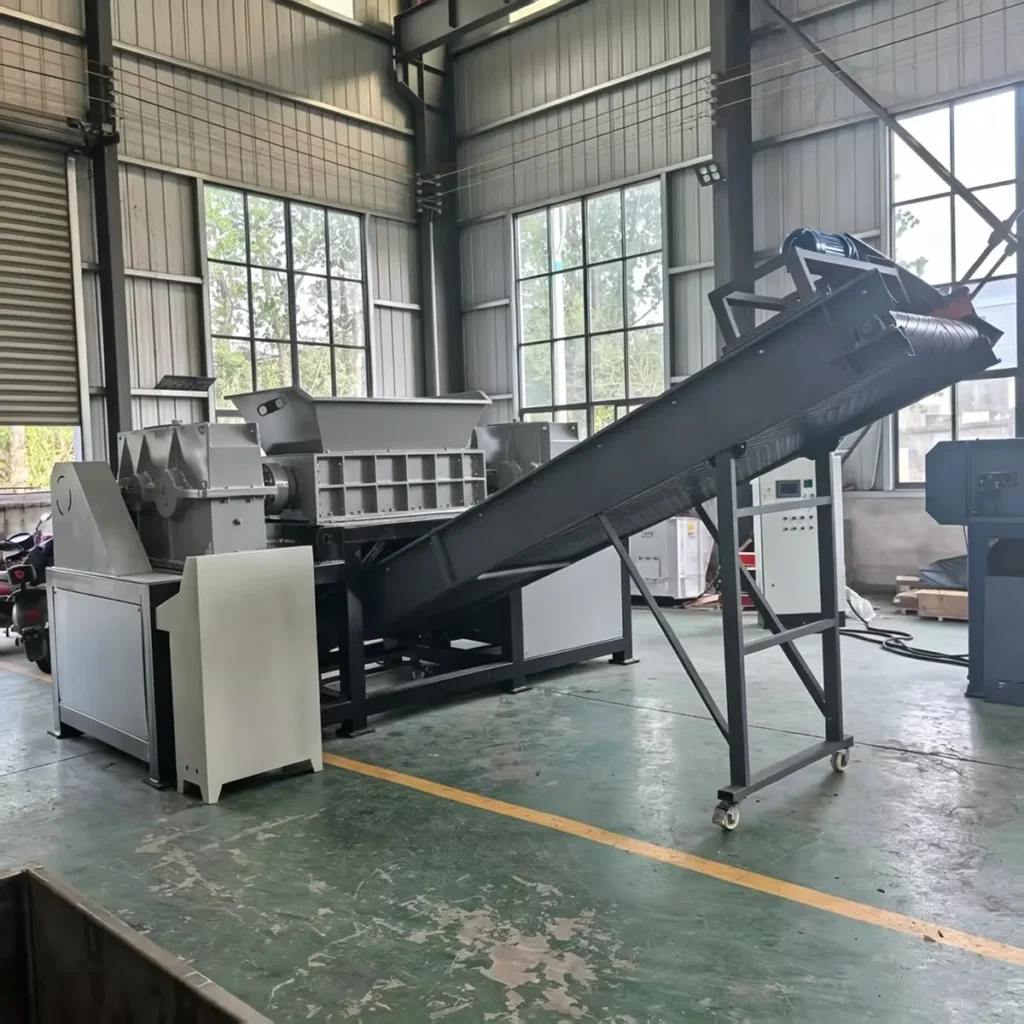 industrial double shaft tire shredder machine for rubber waste processing