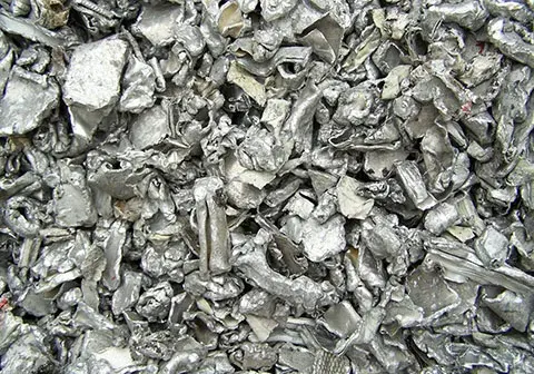 double shaft shredder output of shredded metal scrap for recycling